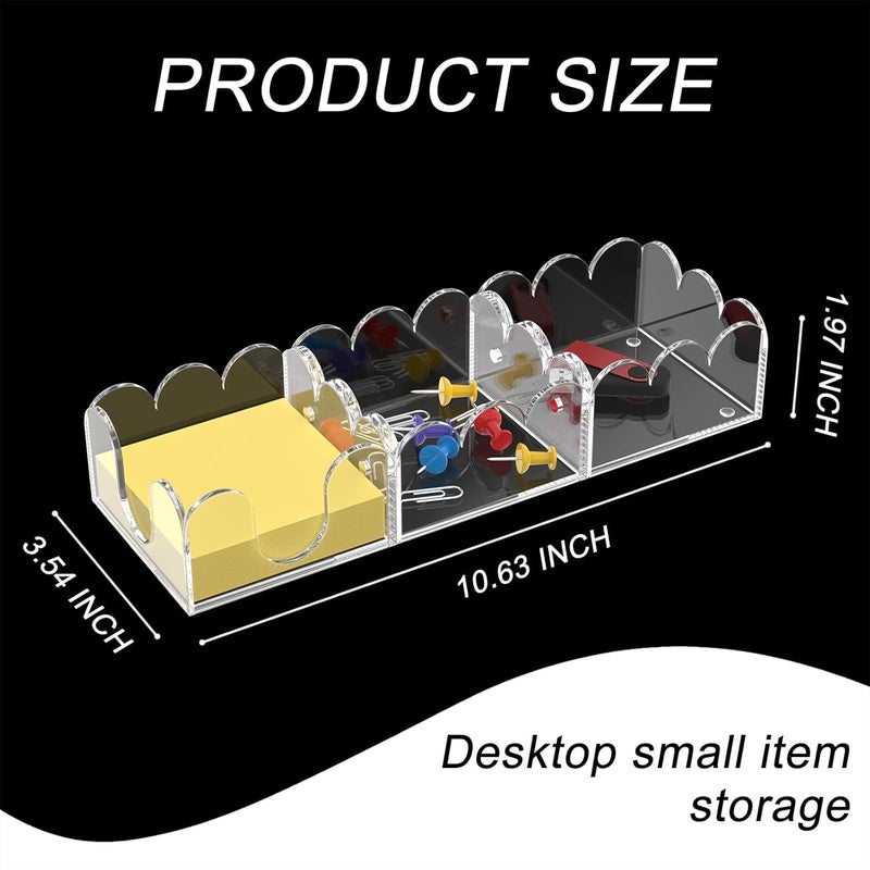 YAGELI Magnetic 3-in-1 Acrylic Sticky Note Holder Dispenser | Modern Desktop Organizer for 3x3 Post It Notes & Memo Pads with Non-Slip Base | for Productive Workspace at Office, Home or School | Clear - Image 3